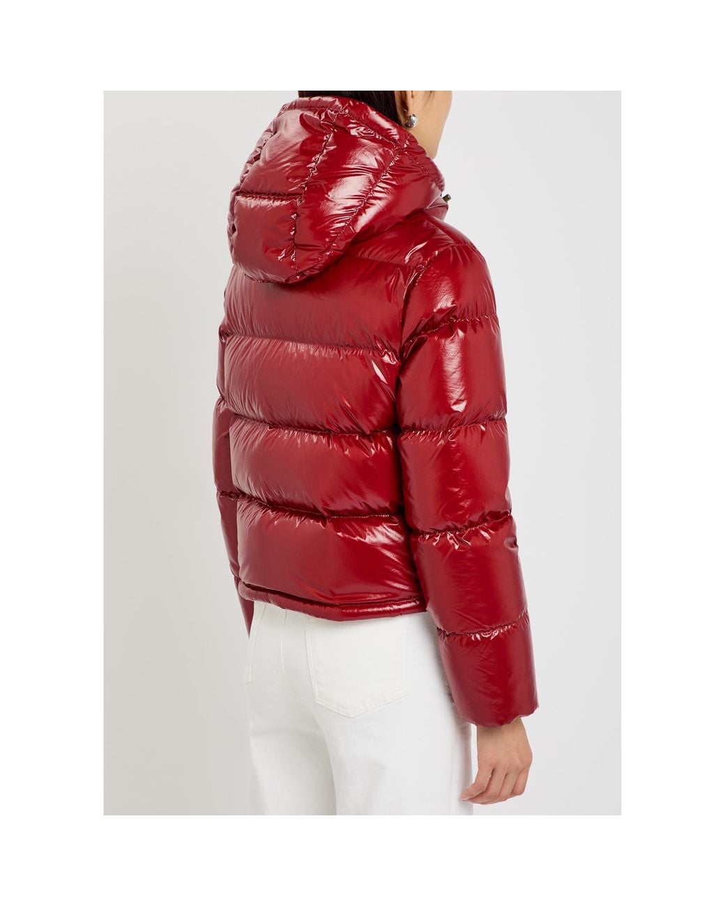 Moncler Red Hooded Short Down Jacket