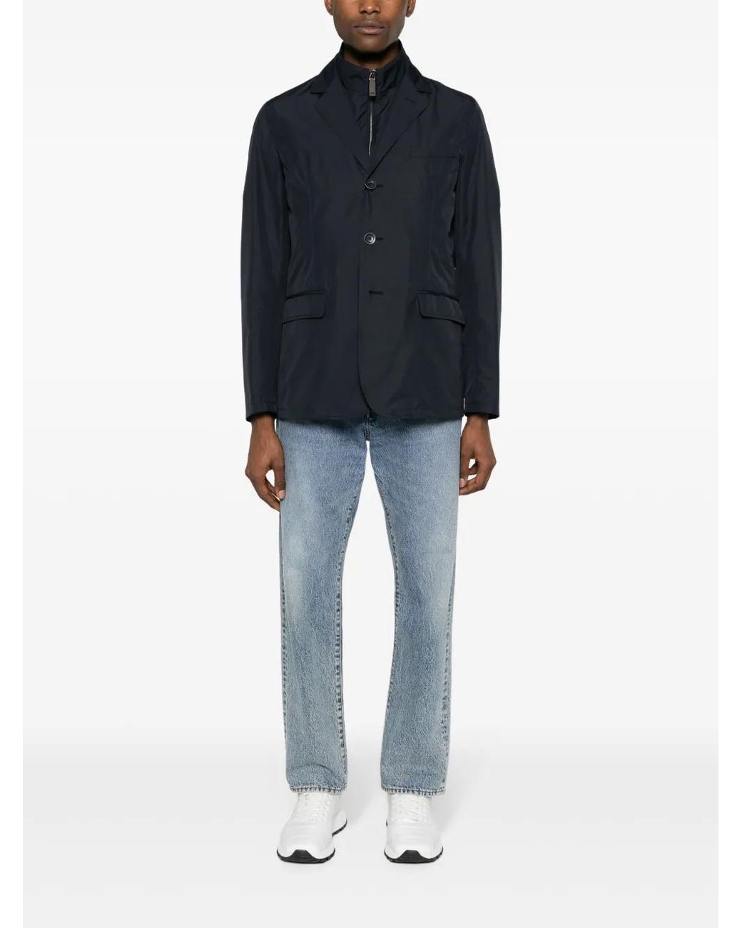 Herno Blue Three-Button Jacket for men