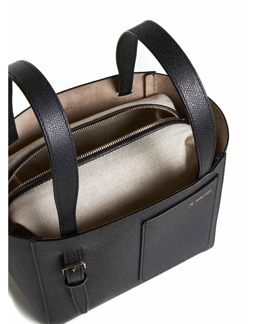 Valextra Black Patch-Pocket Zip-Up Mini Tote Bag