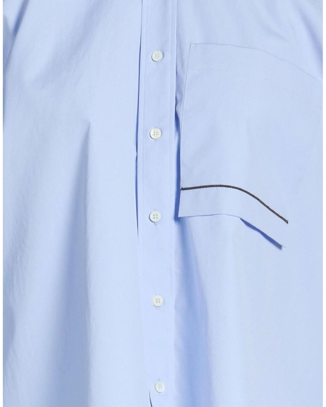 Brunello Cucinelli Blue Solid Color Long-Sleeve Shirt