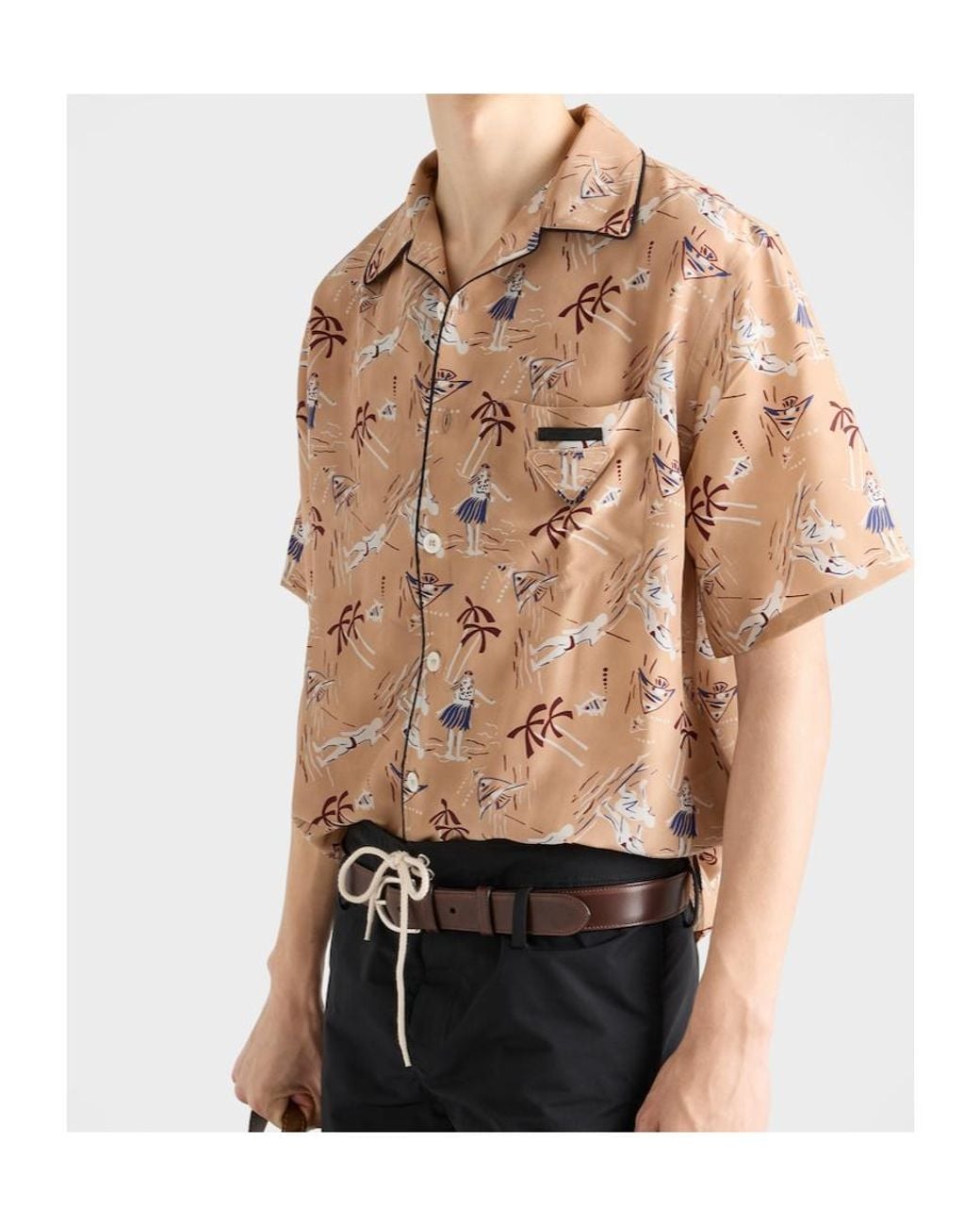 Prada Natural Pattern-Printed Short-Sleeved Shirt for men
