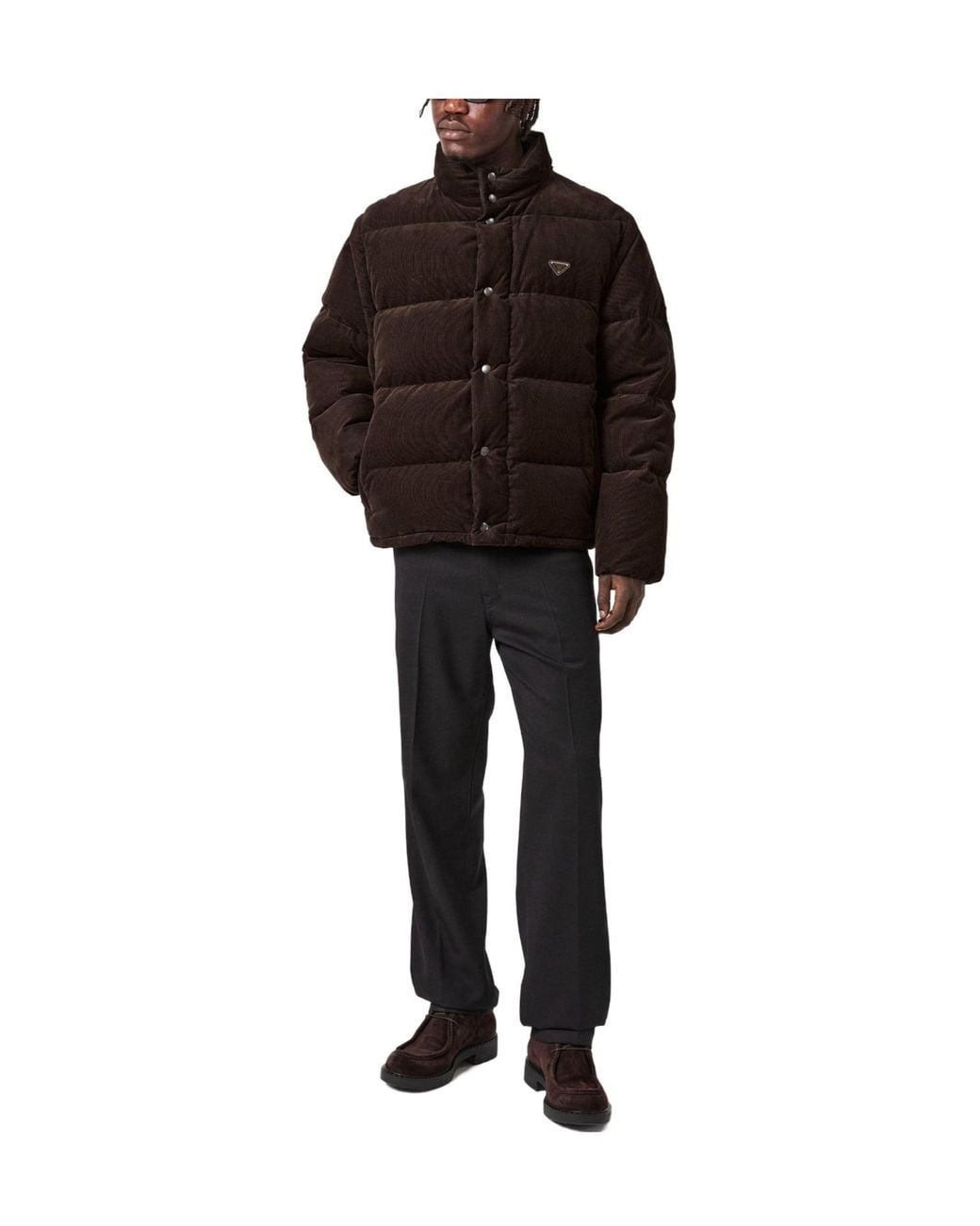 Prada Brown Corduroy Quilted Down Jacket for men