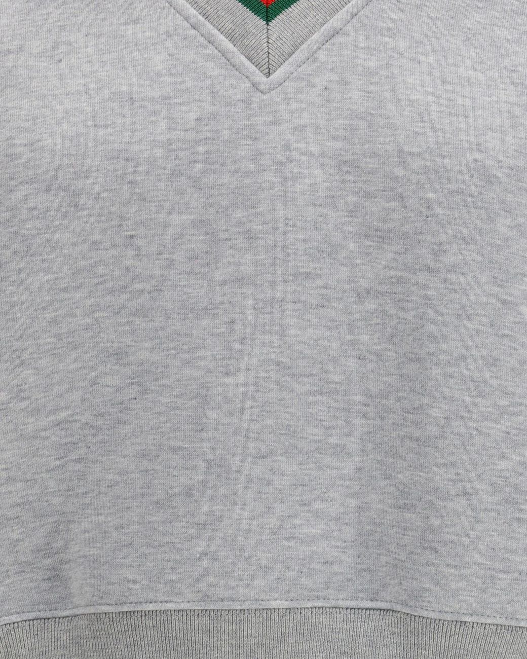 Gucci Gray Web Jersey V-Neck Sweatshirt