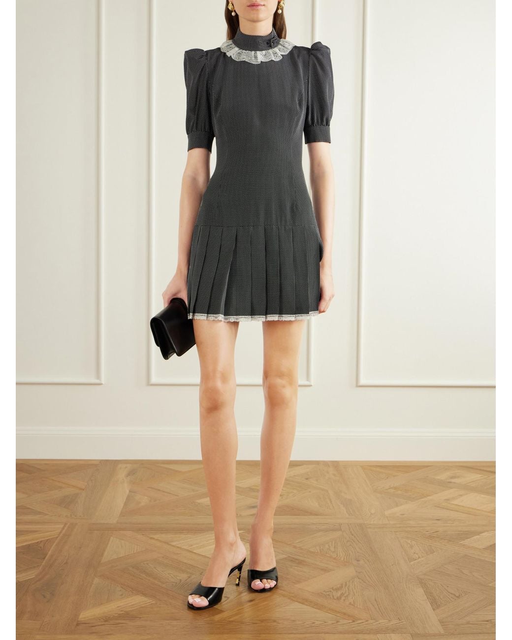 Alessandra Rich Black Chine Mini Dress