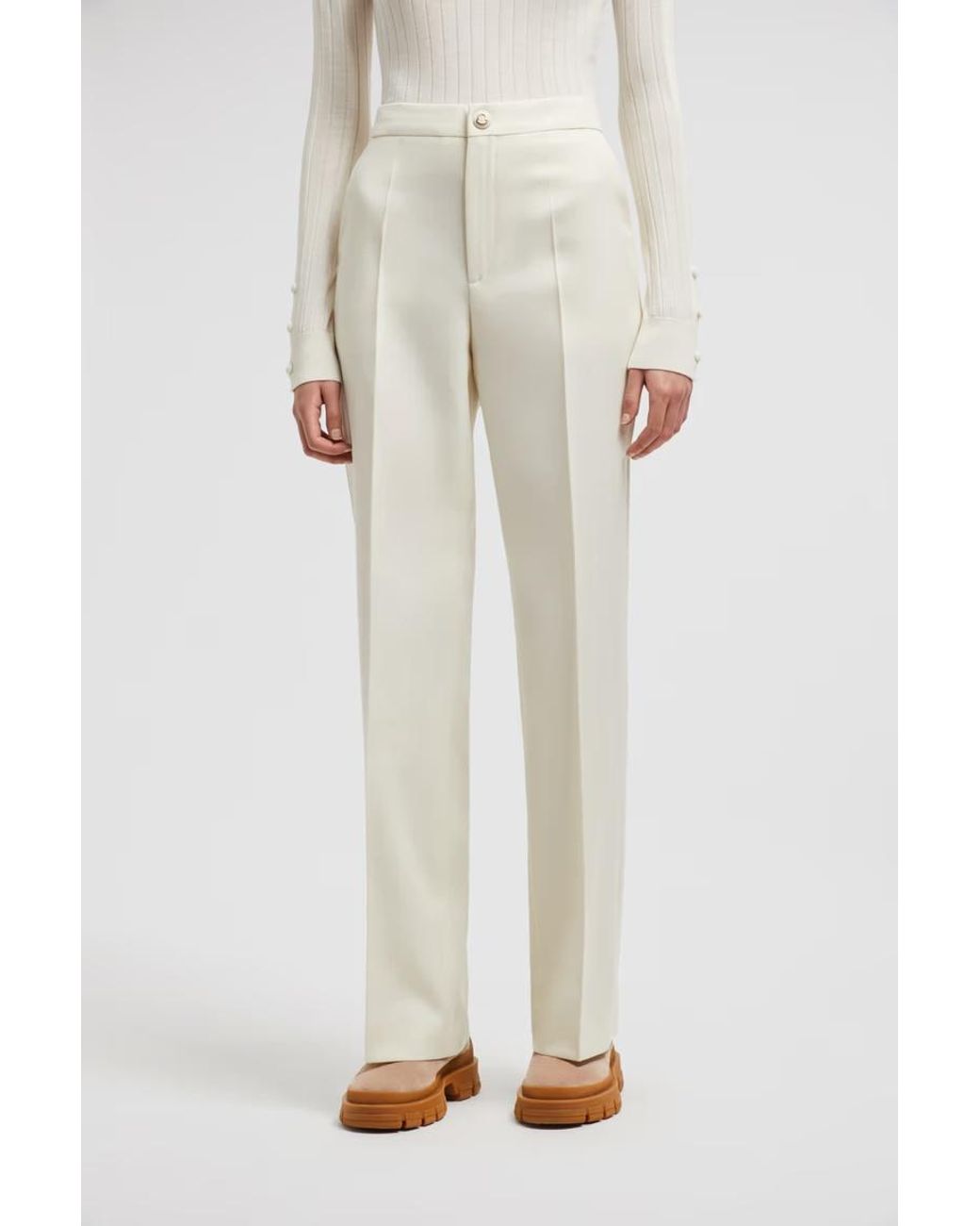 Moncler White Gabardine Trousers