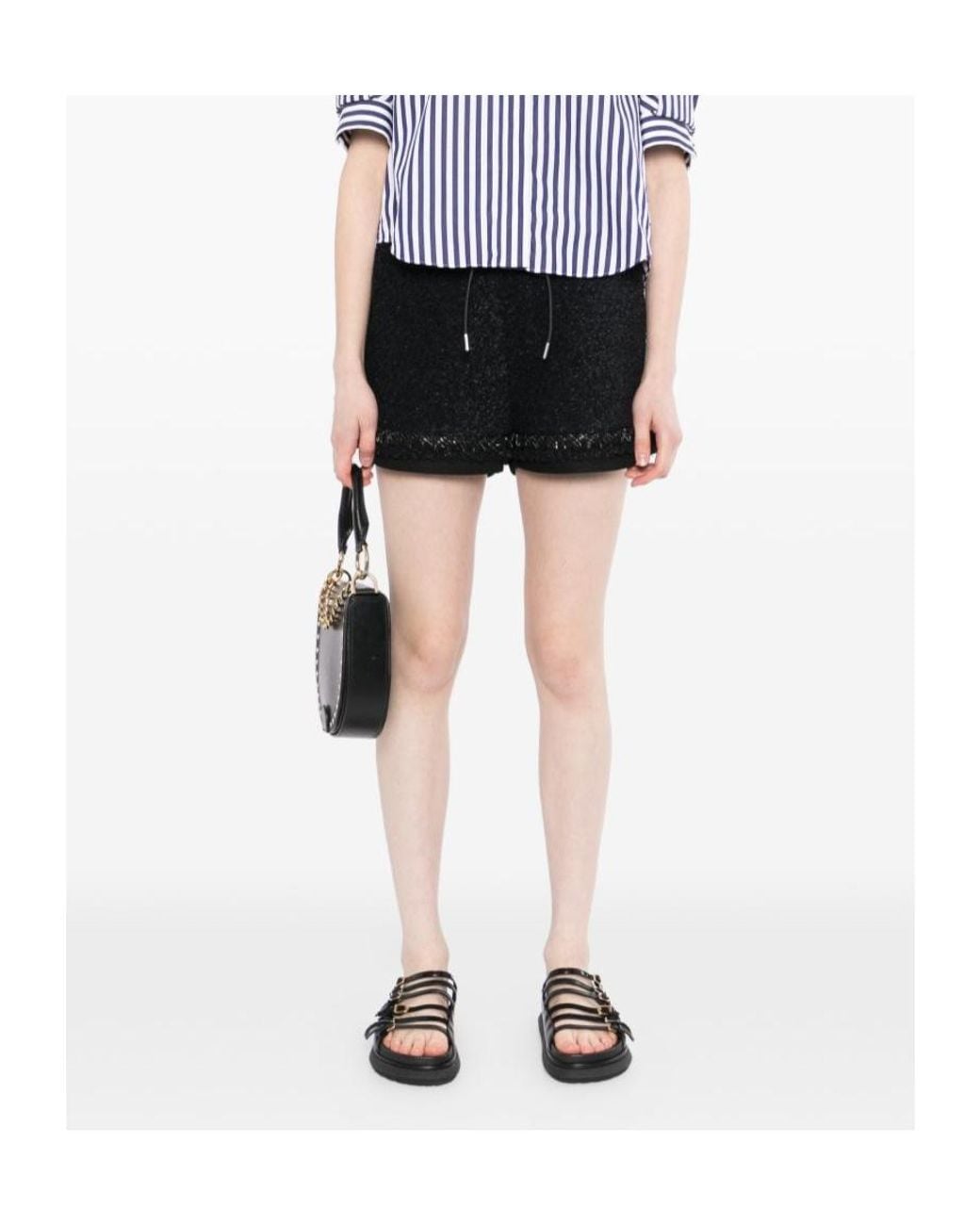 Sacai Black Drawstring Elastic Waist Shorts