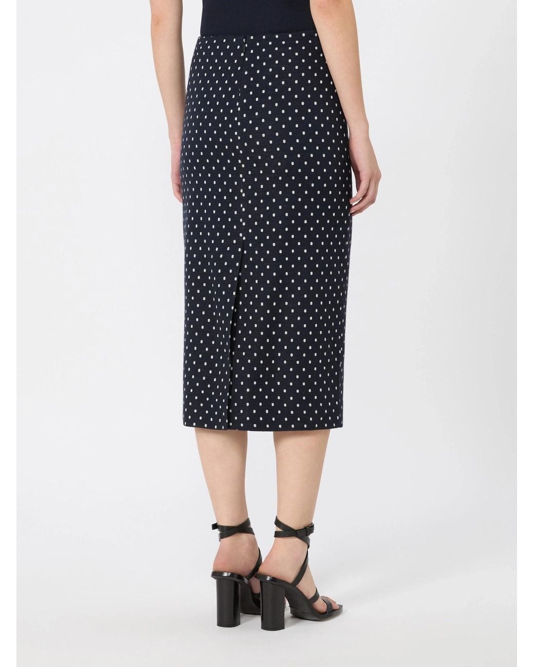 Max Mara Black Polka Dot Jersey Midi Skirt
