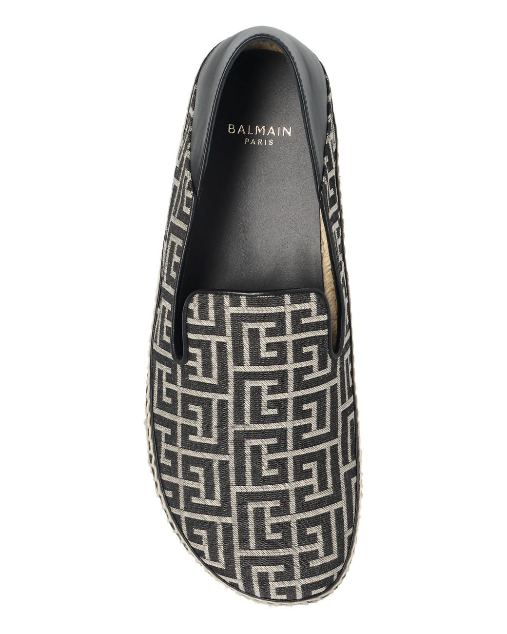 Balmain Black Monogram Slip-On Espadrilles for men