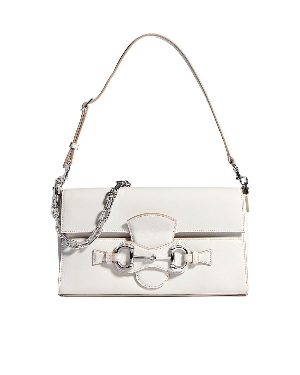 Gucci White Horsebit Ristretto Medium Shoulder Bag