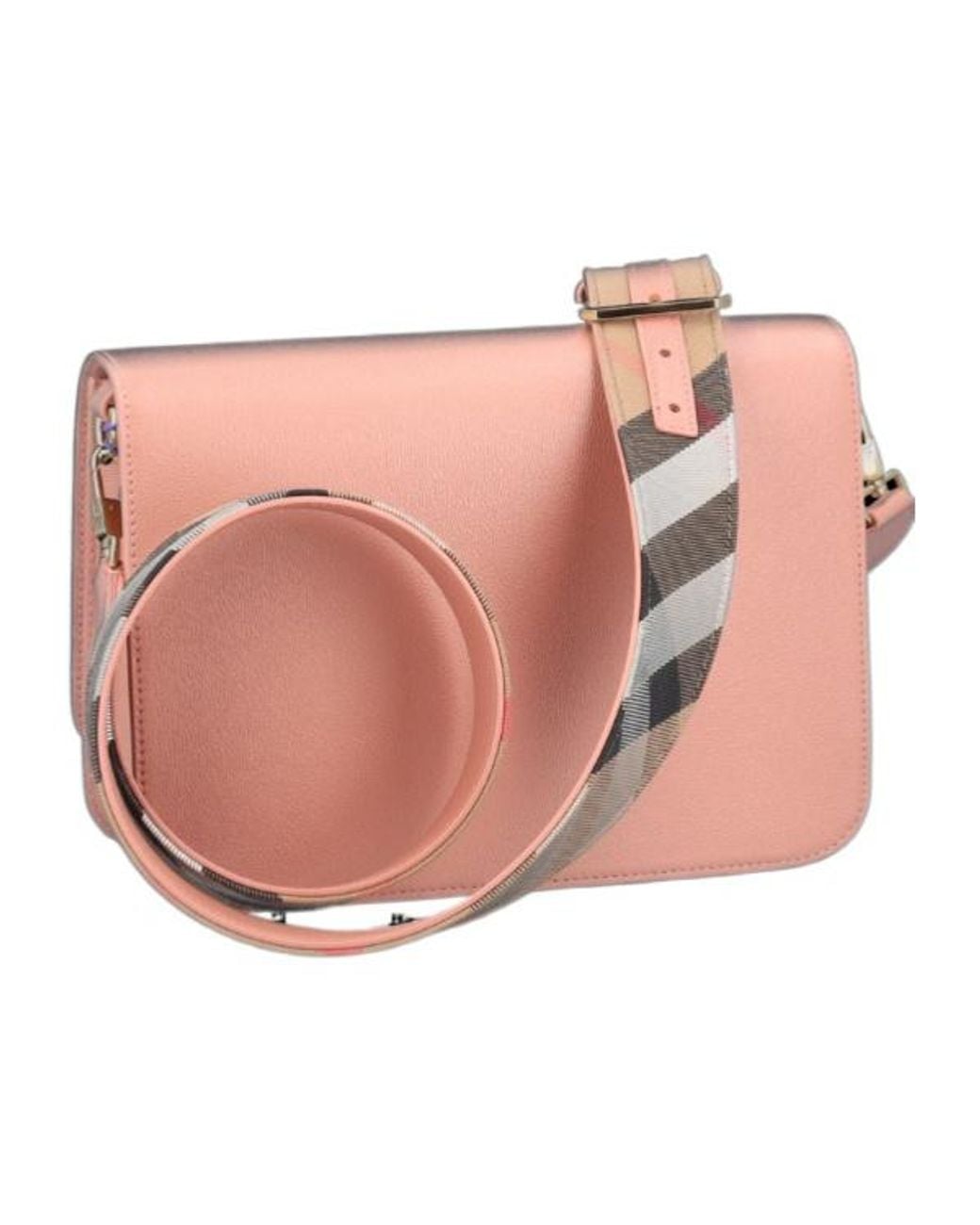 Burberry Mackford Flip Check Shoulder Bag in Pink | Lyst