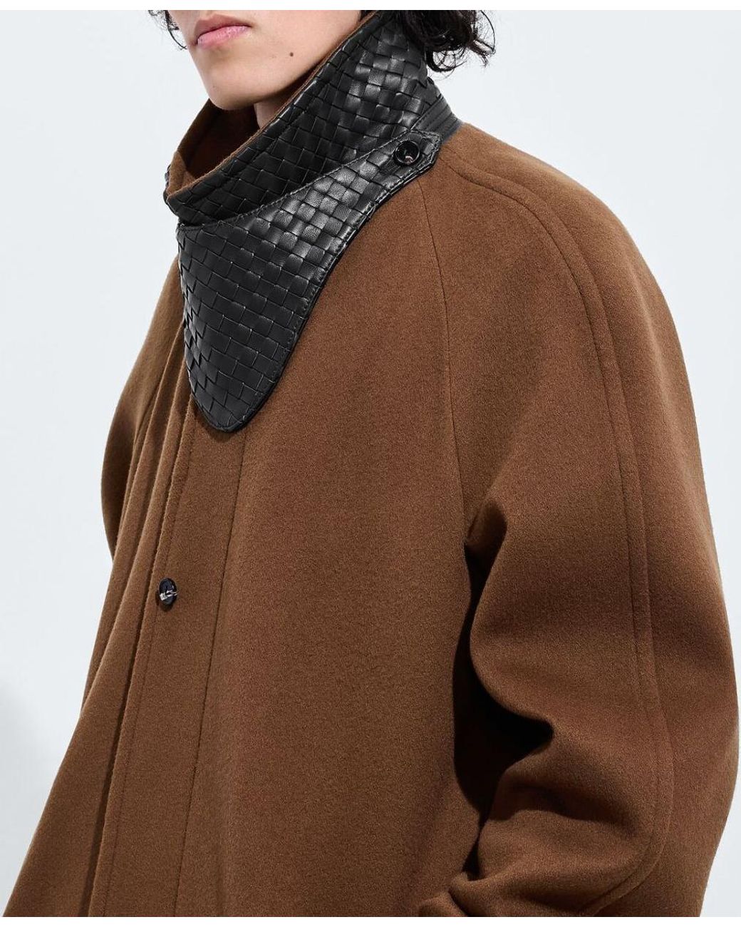 Bottega Veneta Brown Intrecciato Throat Latch Coat for men