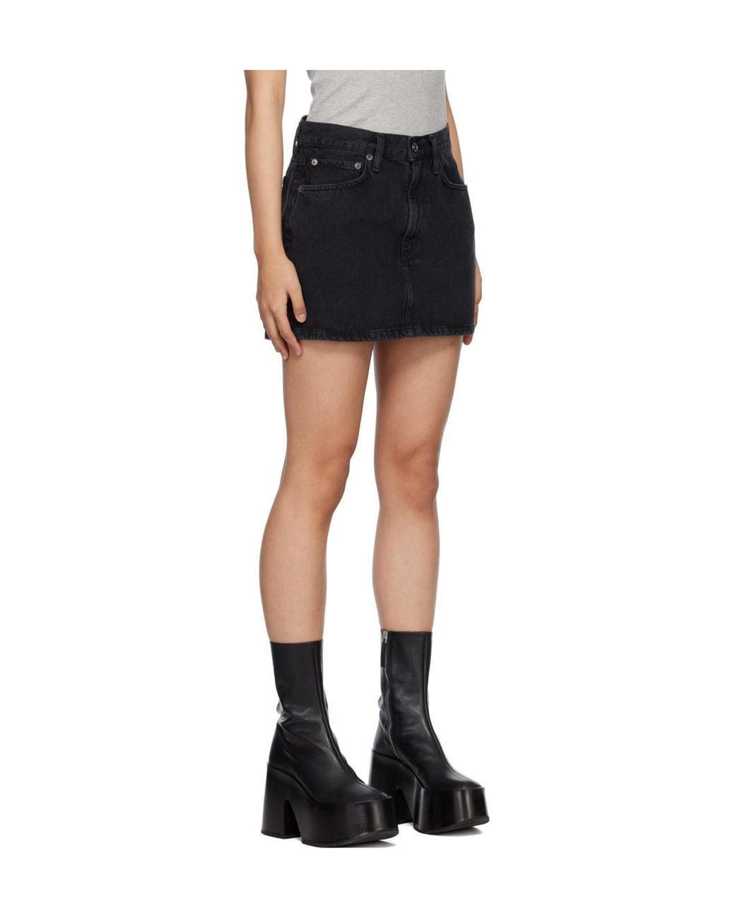 Agolde Black Five-Pocket Mini Skirt