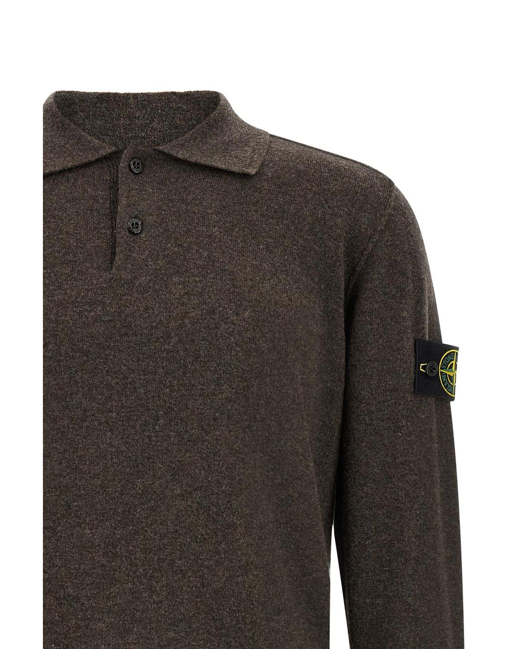 Stone Island Gray Buttoned Polo Knitted Sweater for men