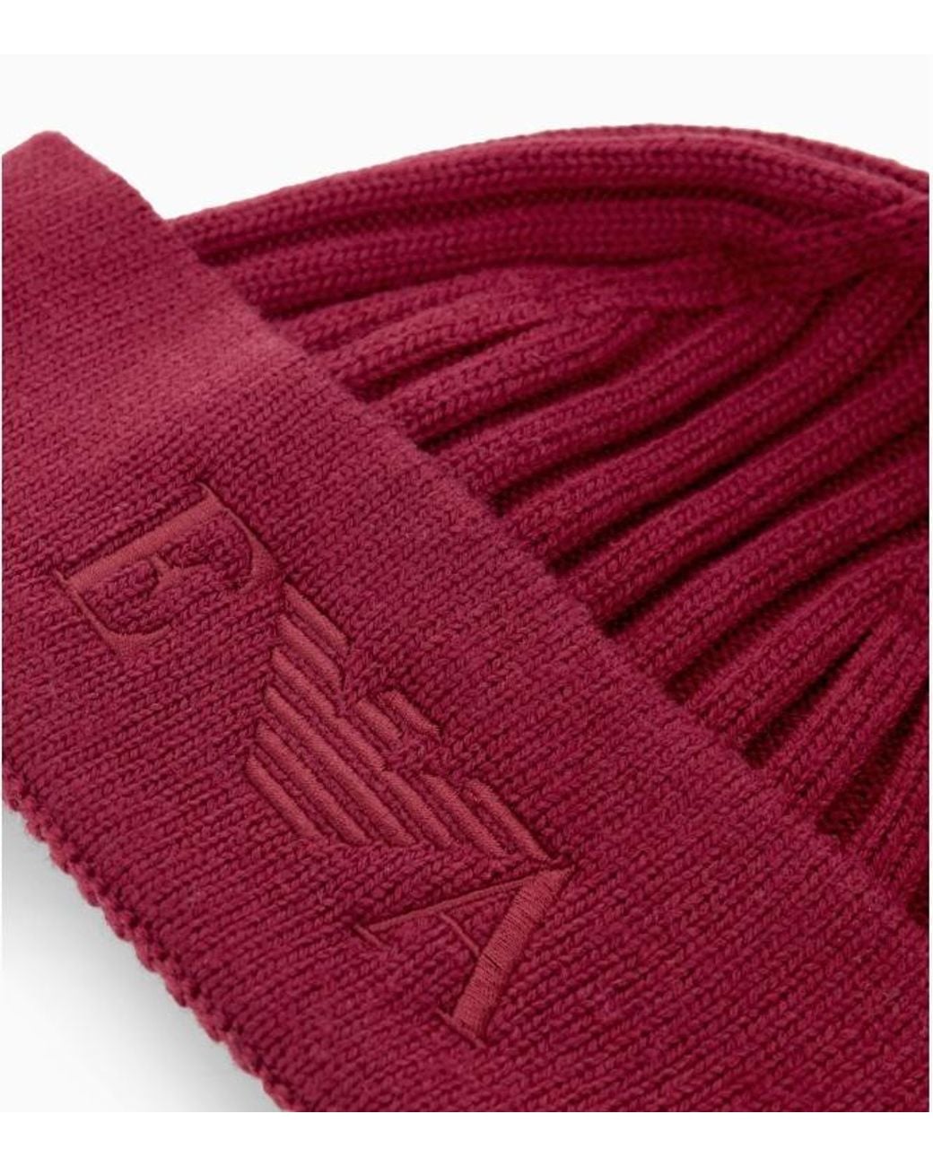 Emporio Armani Logo-Embroidered Ribbed Beanie Hat