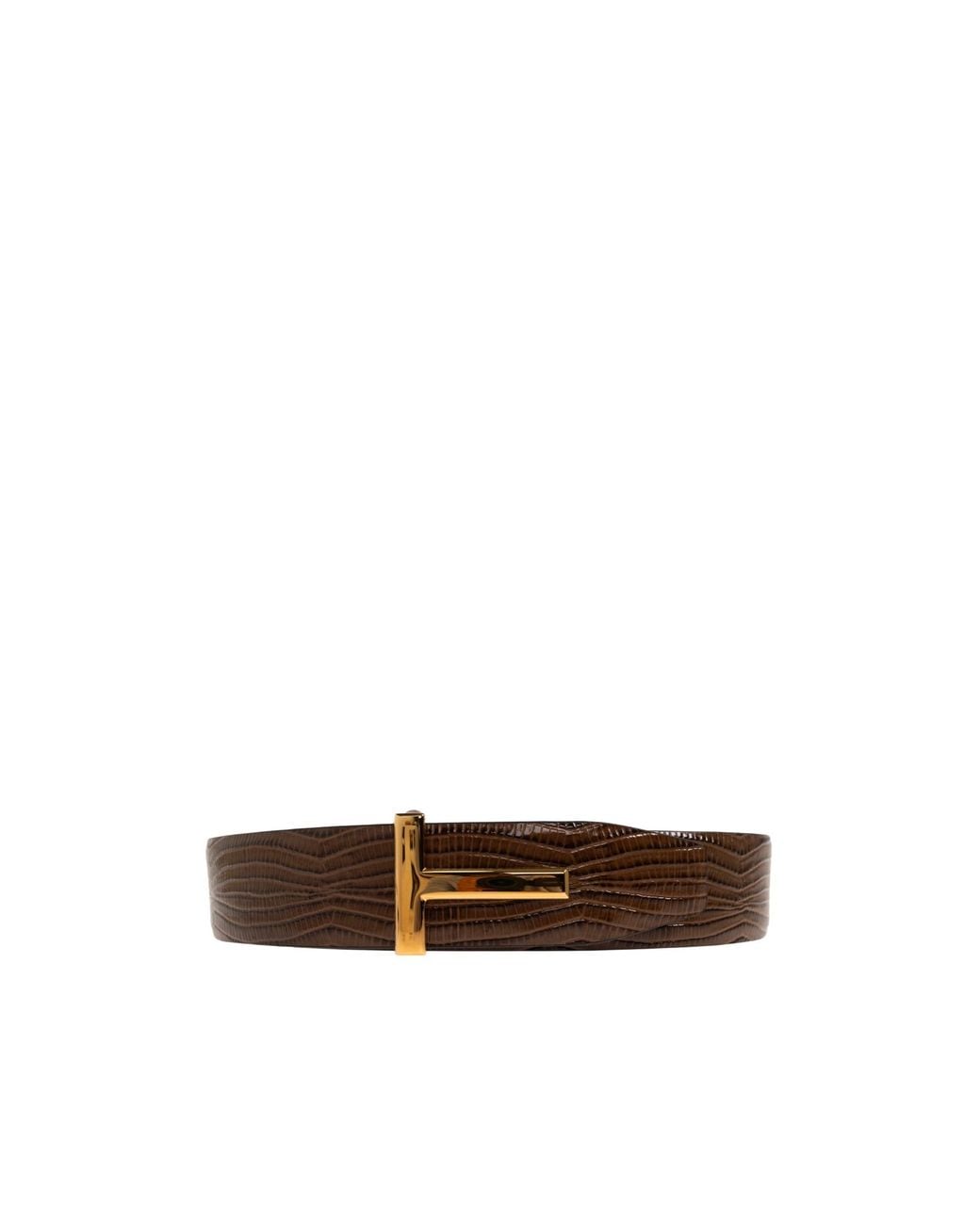 Tom Ford Brown Printed Croc T Icon Reversible Belt for men