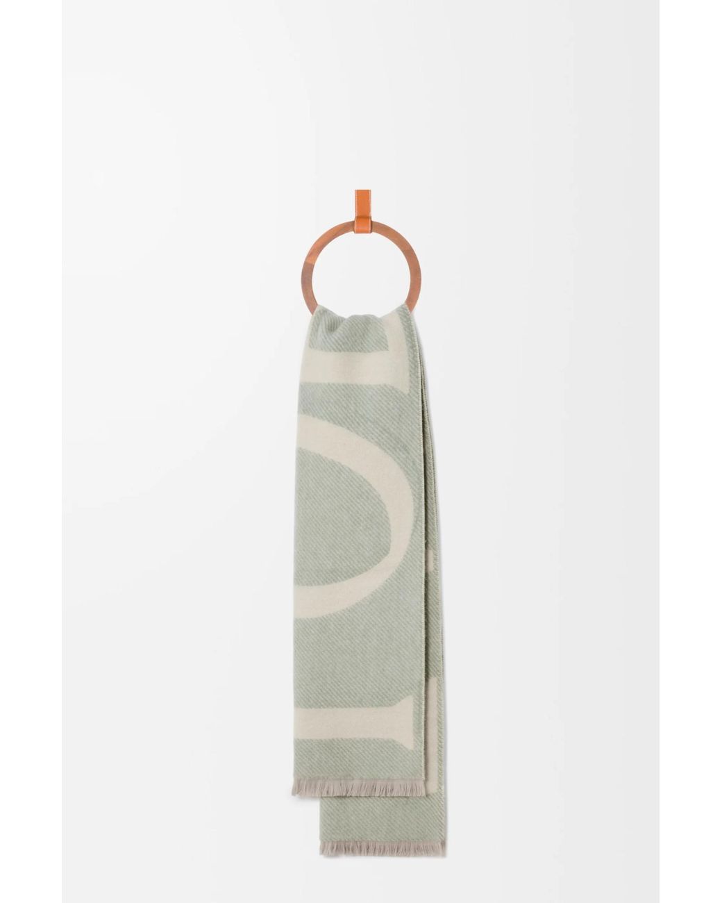 Loewe White Logo Printed Frayed Edge Scarf