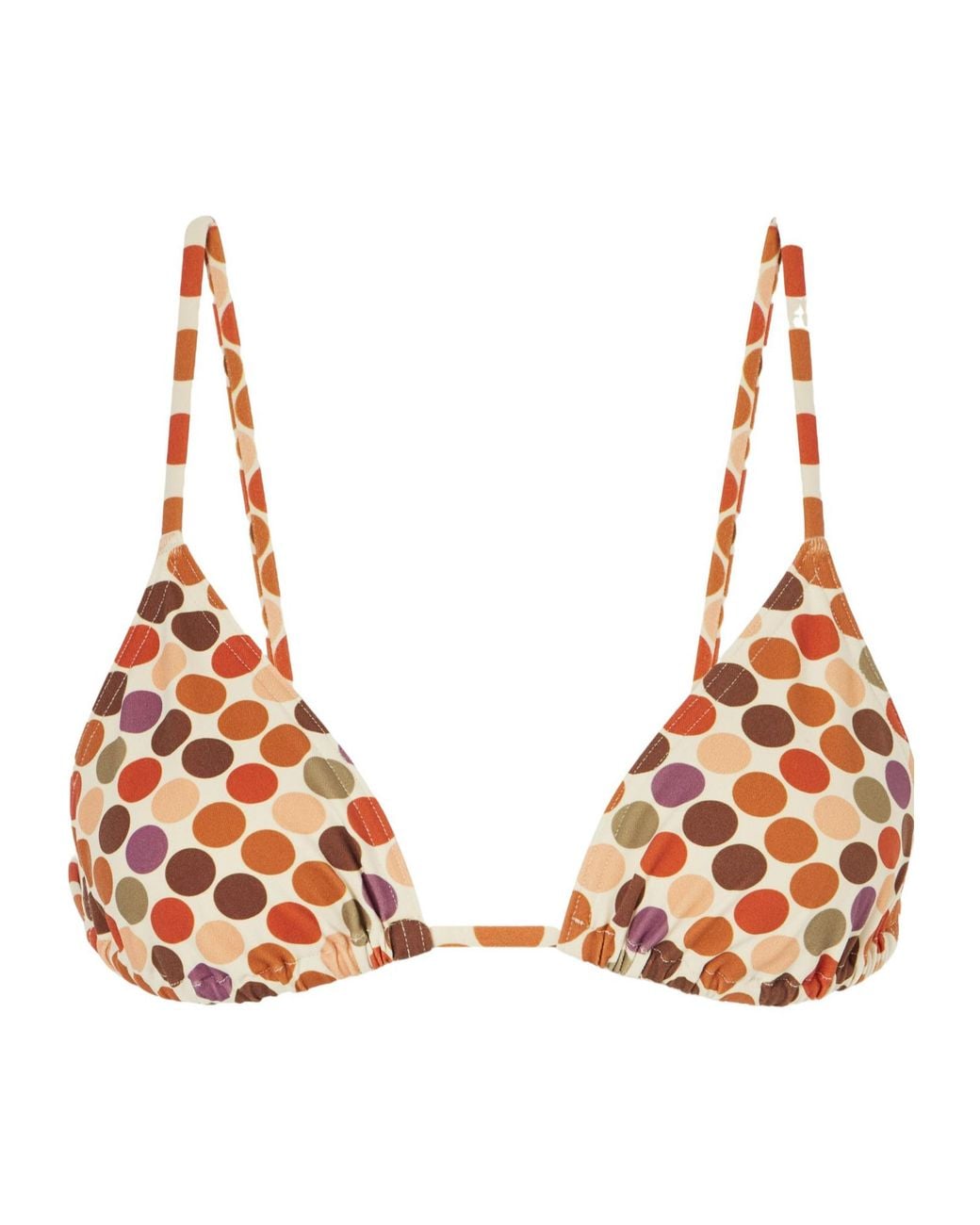 Eres Orange Colorful Polka Dot Print Bikini Top