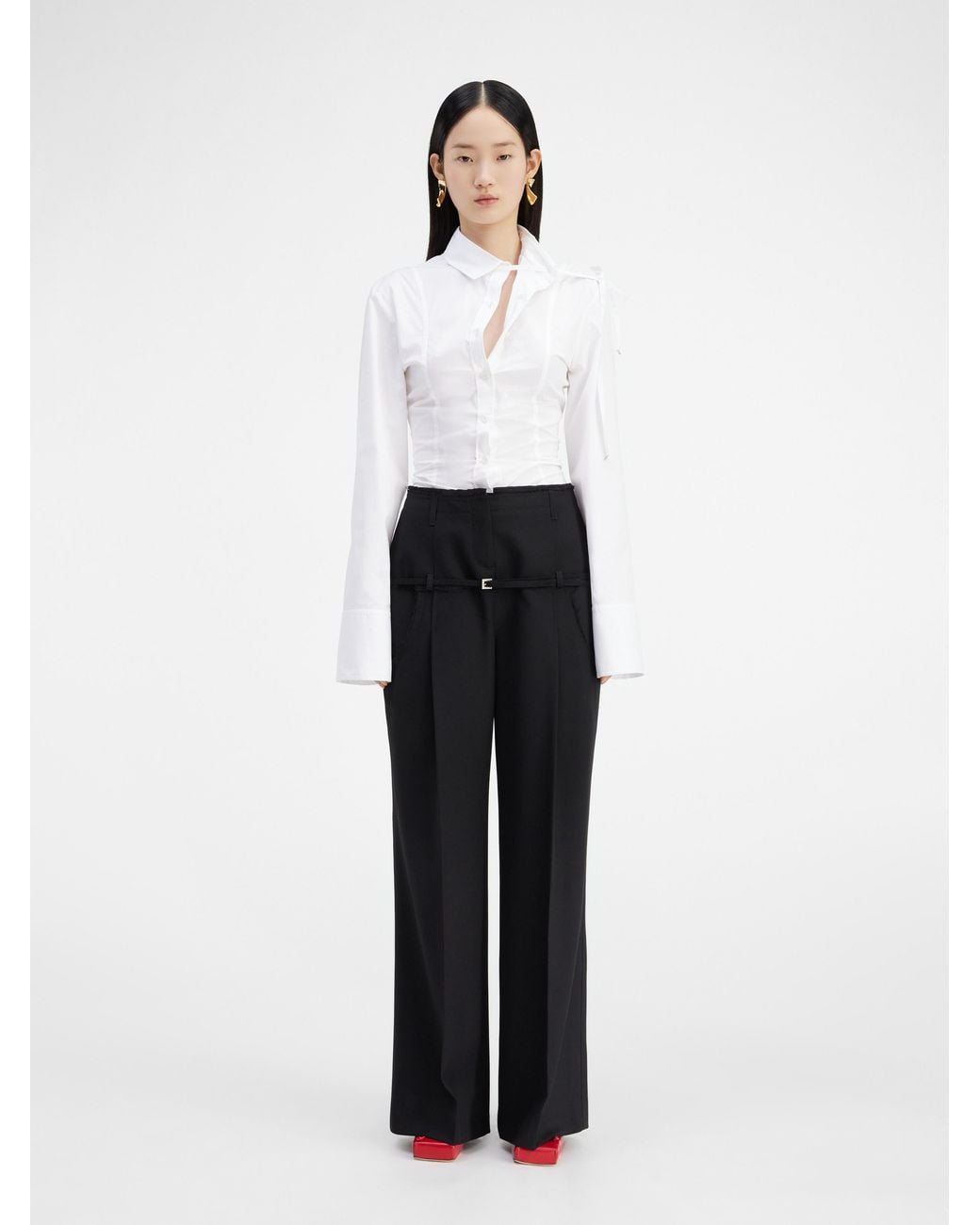 Jacquemus Black Belted Wide-Leg Pants
