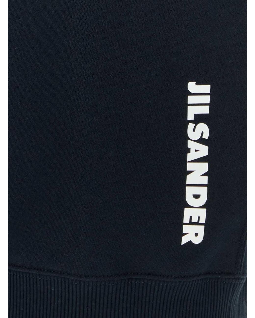 Jil Sander Blue Drawstring Hooded Sweatshirt for men