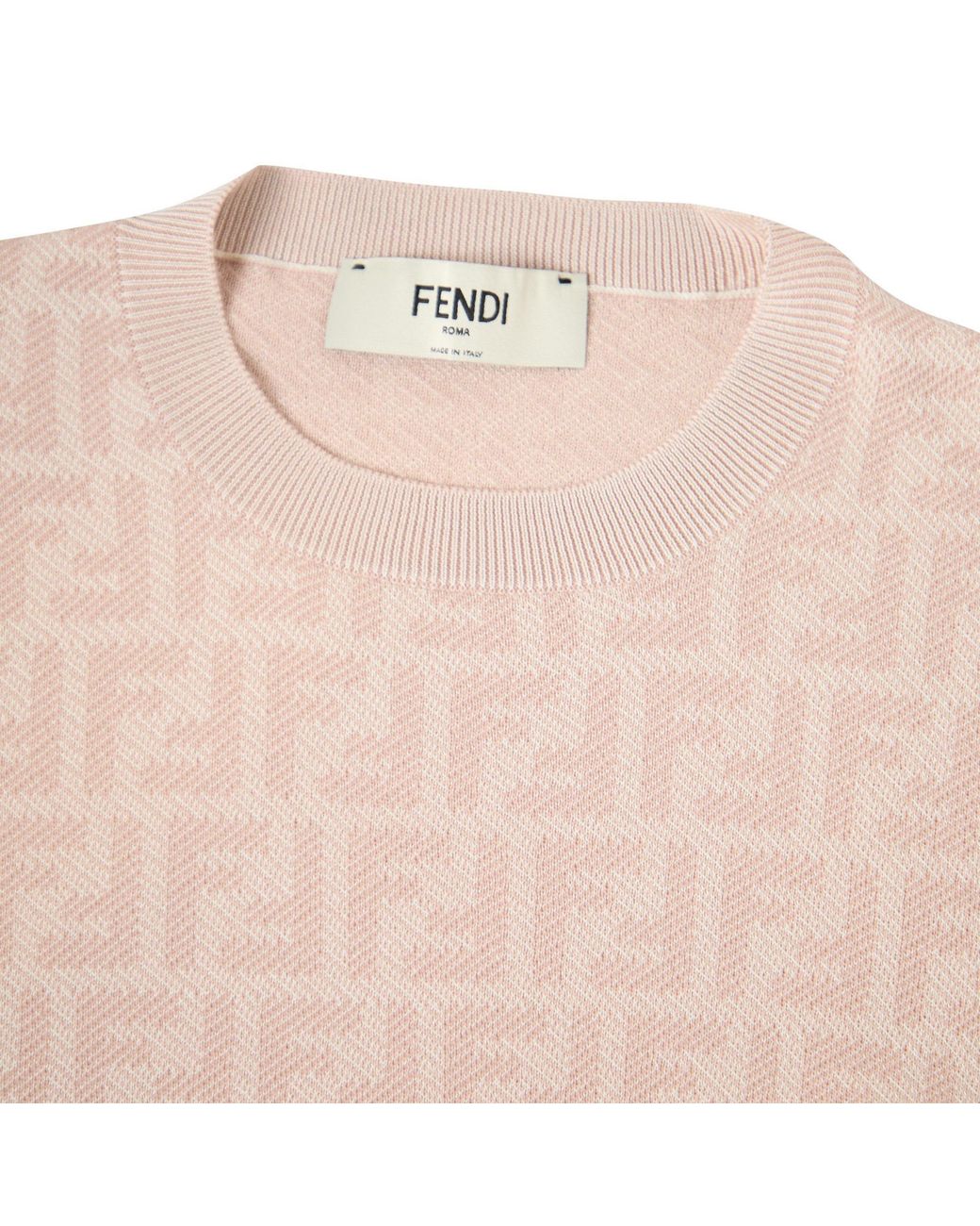 Fendi Natural Light Short-Sleeve Crew Neck Knit Top