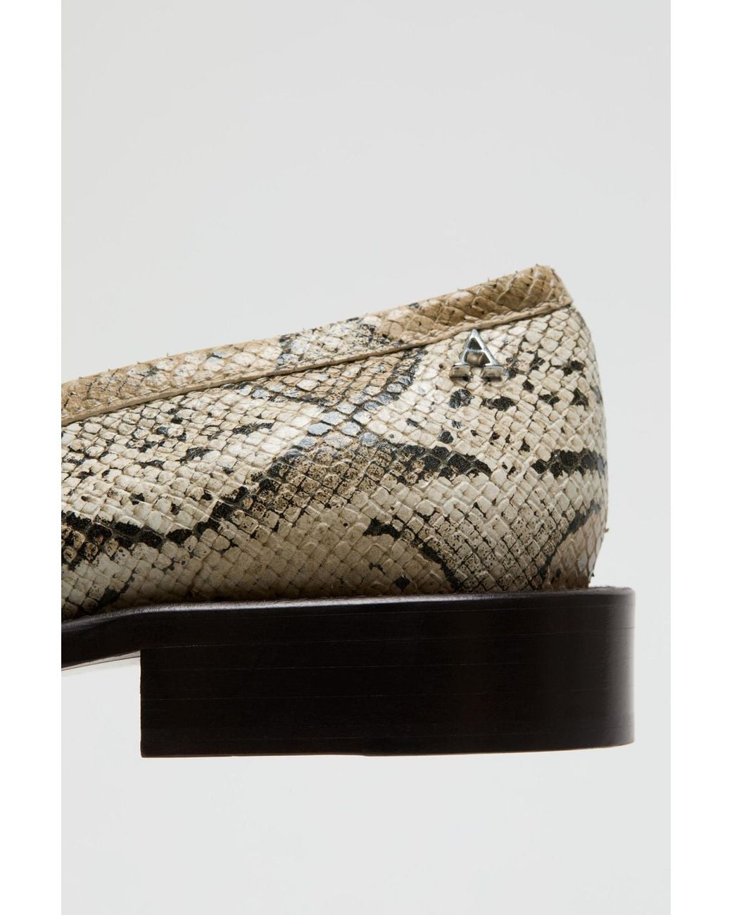 Acne White Snakeprint Leather Loafers