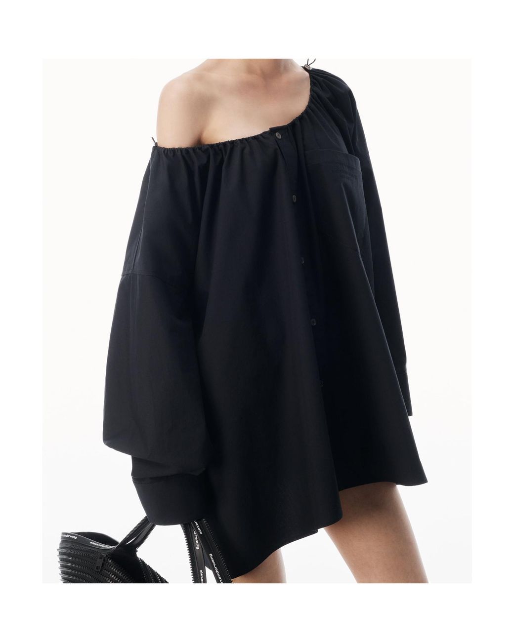 Alexander Wang Blue Bungee Scoop Neck Mini Shirt Dress