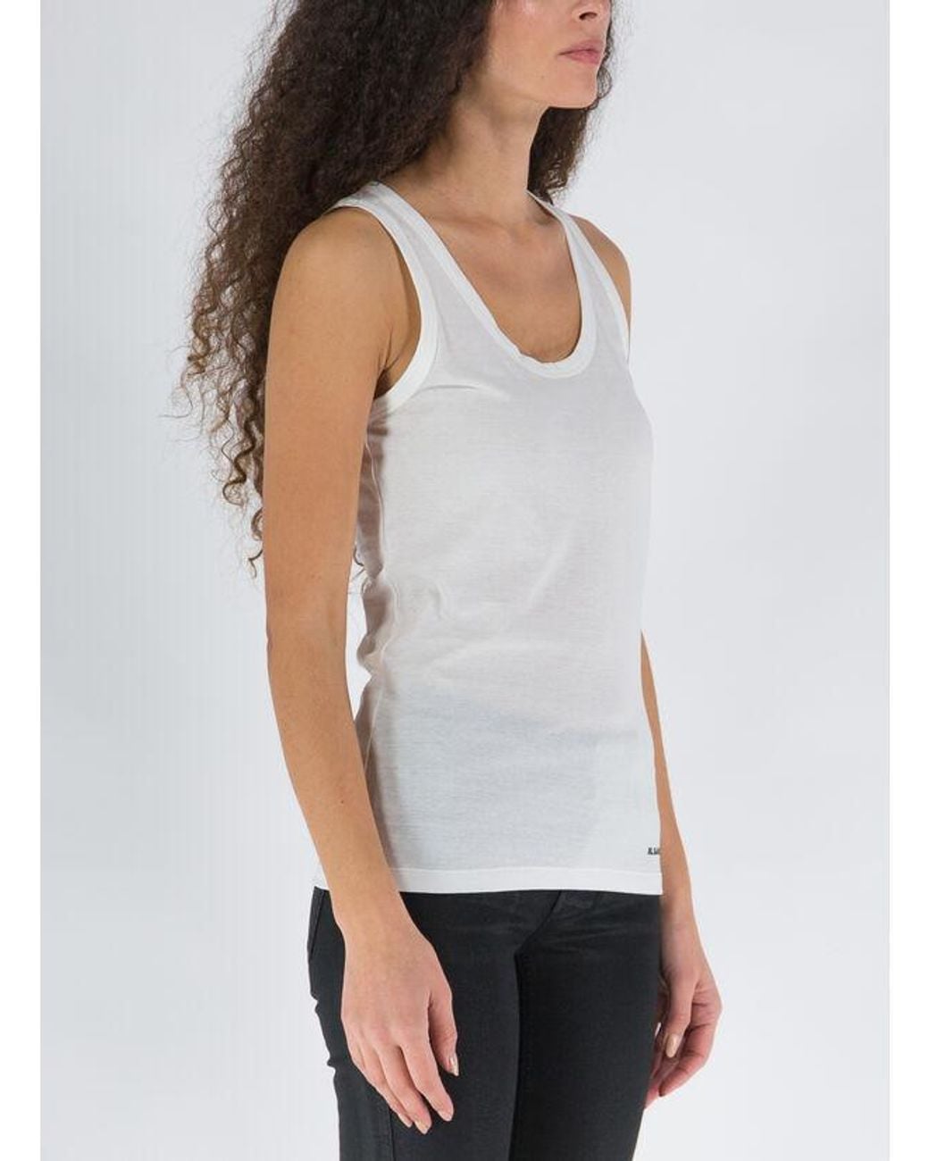 Jil Sander White Logo-Printed Sleeveless Tank Top
