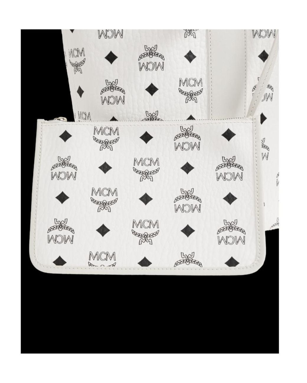 MCM White Drawstring Shoulder Bag