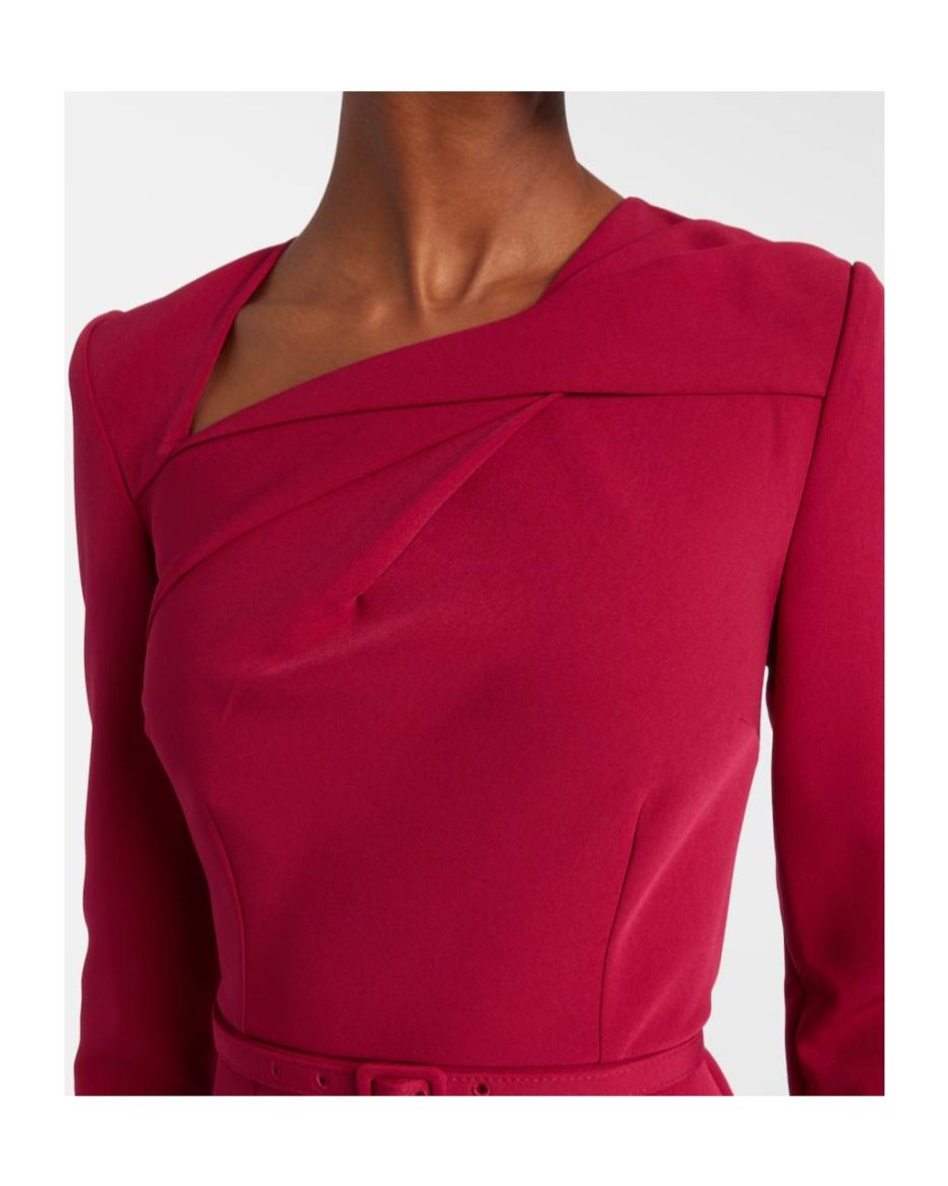 Roland Mouret Red Belted Crêpe Midi Dress