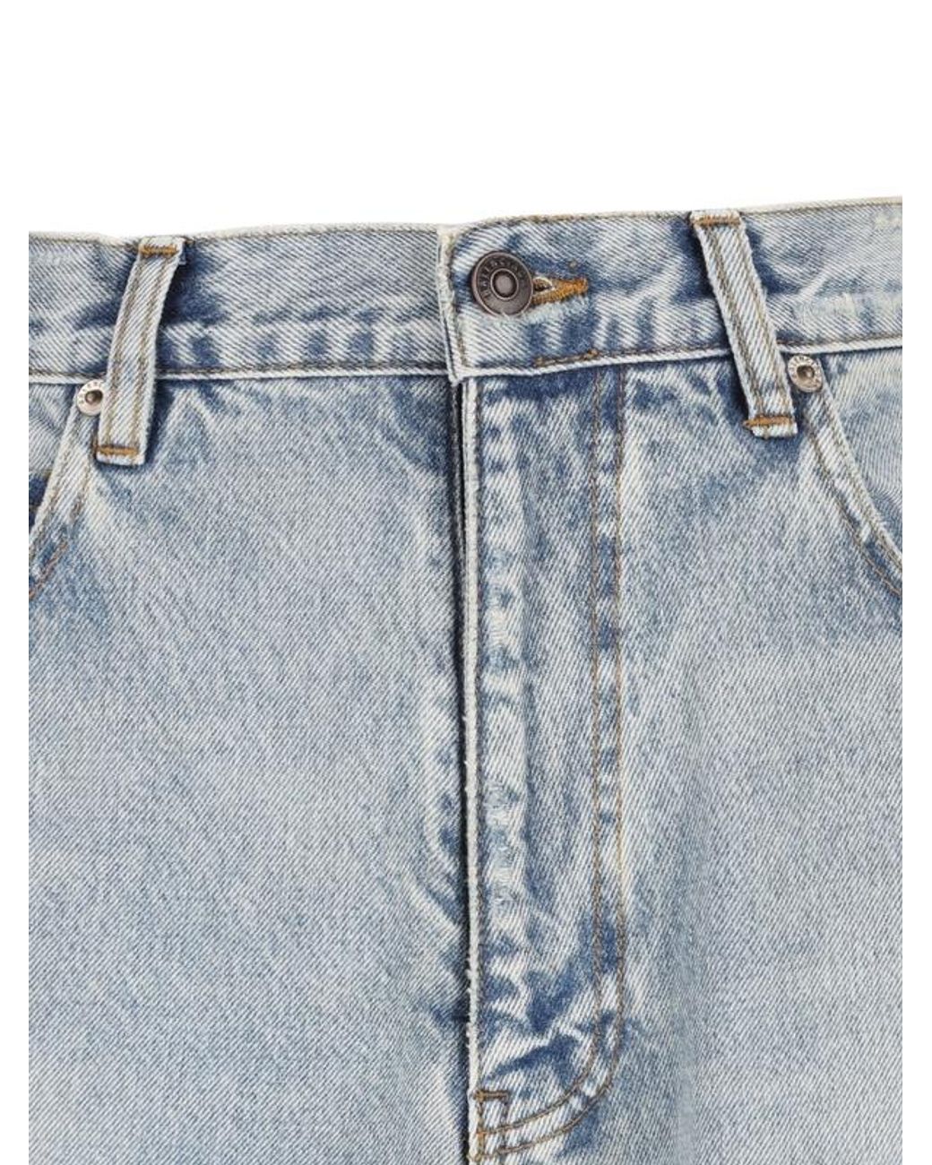 Balenciaga Blue Wide-Leg Distressed Jeans