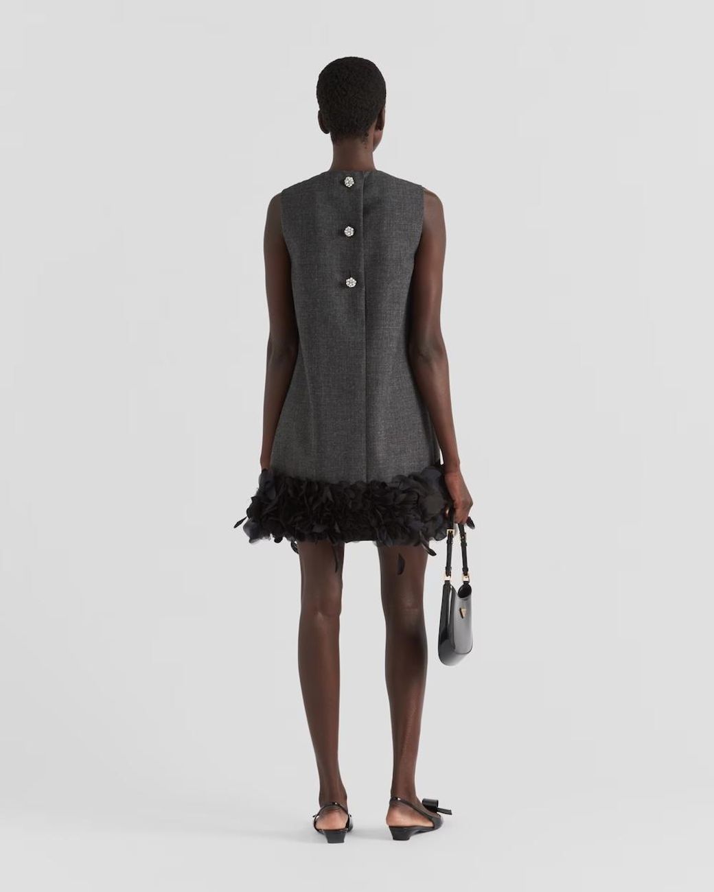 Prada Blue Embroidered Wool Mini-Dress