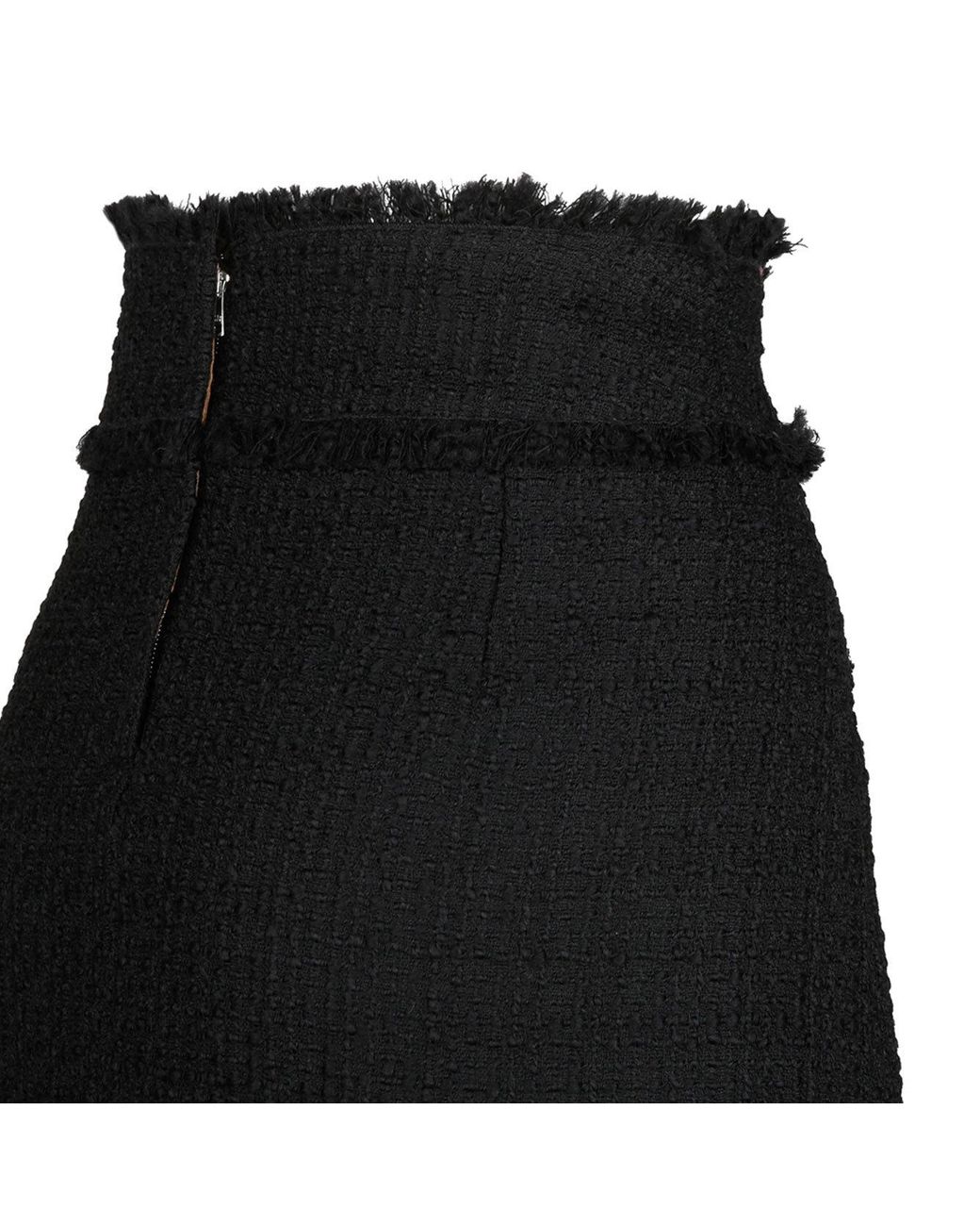 Dolce & Gabbana Black High-Waist Tweed Miniskirt