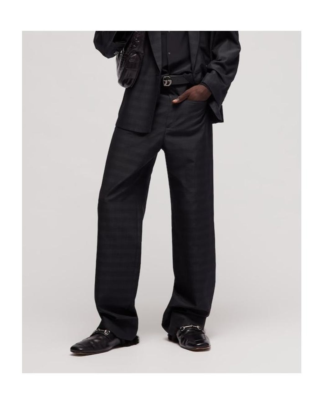 Gucci Black Loose Fit Prince Of Wales Pants for men