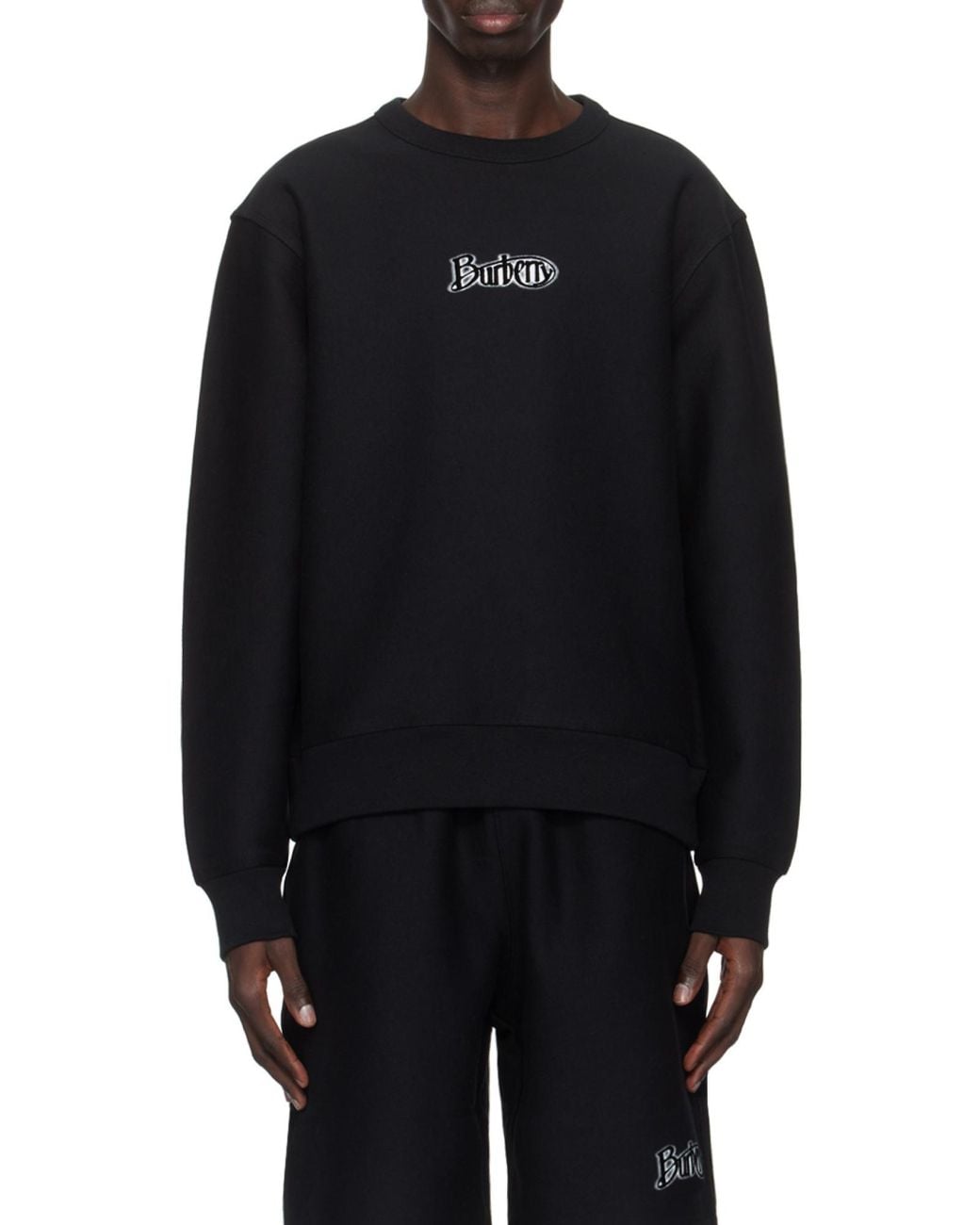 Burberry Black Logo Printed Crewneck Sweatshirt for men