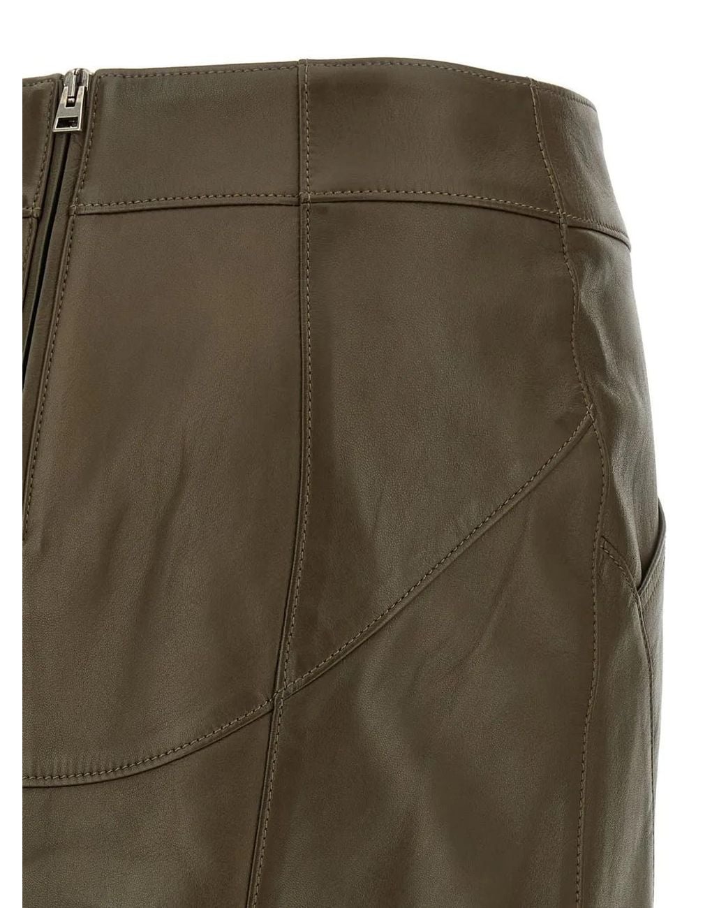Tom Ford Green Above The Knee Leather Pencil Skirt