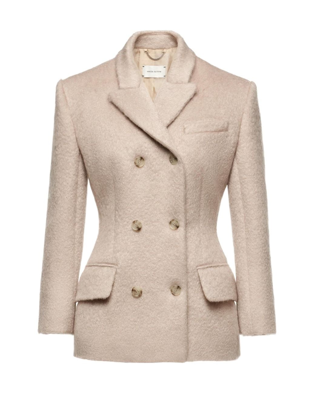 Magda Butrym Natural Double-Breasted Padded-Shoulder Jacket