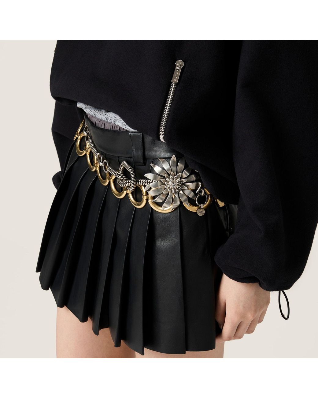 Miu Miu Black Cotton Fleece Zipper Sweatshirt