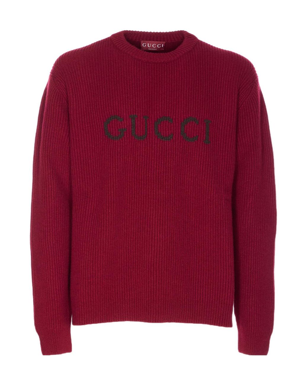 Gucci Red Gg Intarsia Knit Jumper for men