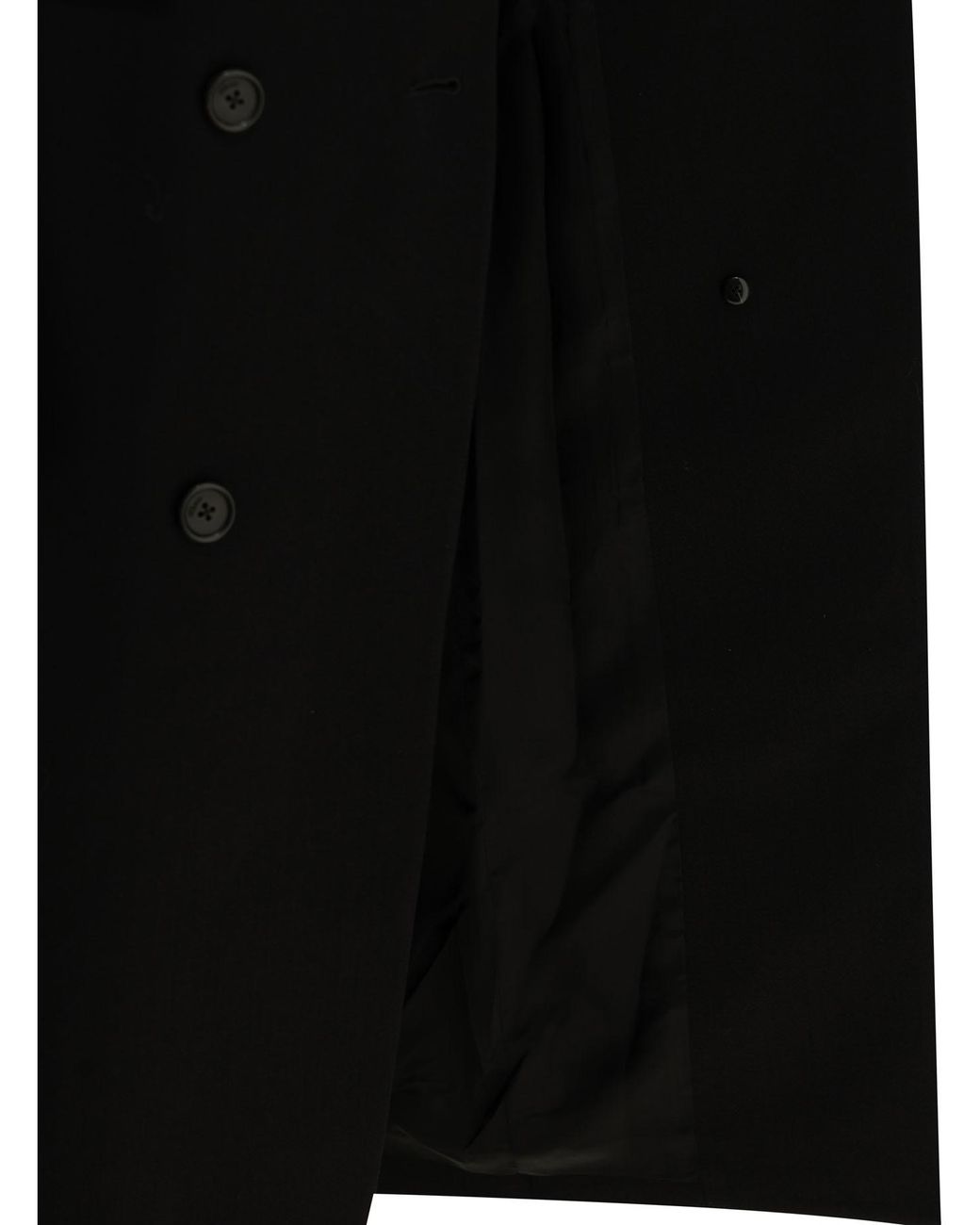 Khaite Black Double-Breasted Wool Long Coat