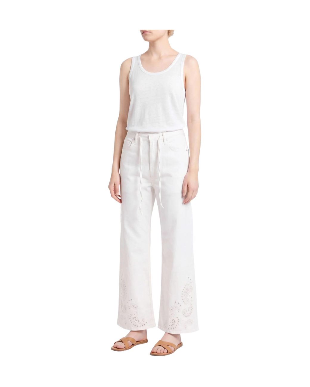 Rag & Bone White Solid Color Straight-Leg Trousers