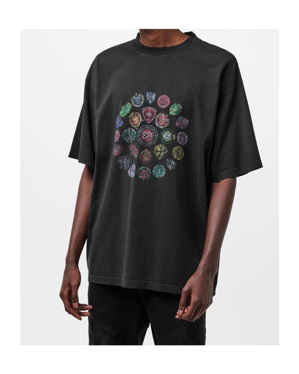 Balenciaga Black Logo Crew Neck T-Shirt for men