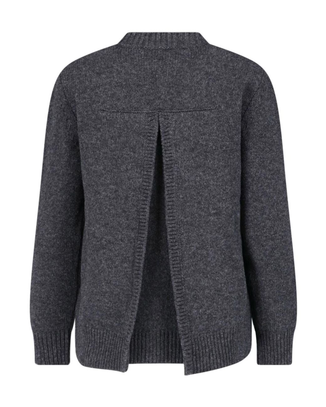 Jil Sander Gray Open-Back Crewneck Jumper