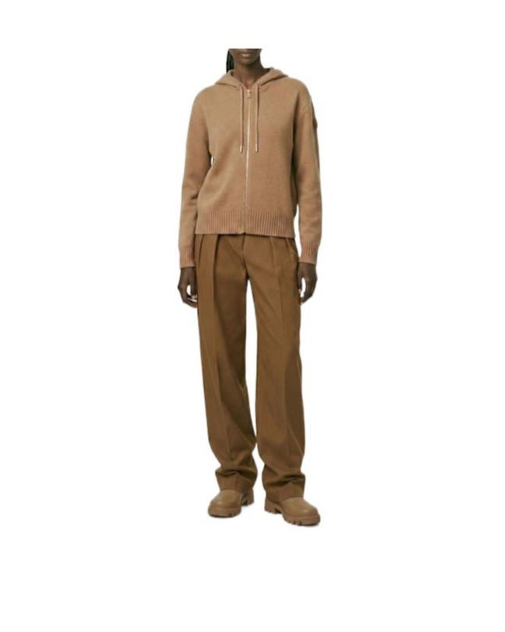 Moncler Brown Wool Cashmere Zip-Up Hoodie