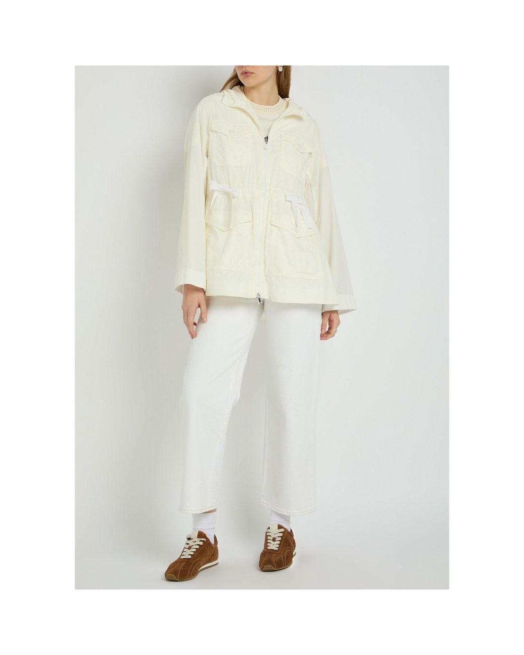 Moncler White Short Hooded Jacket