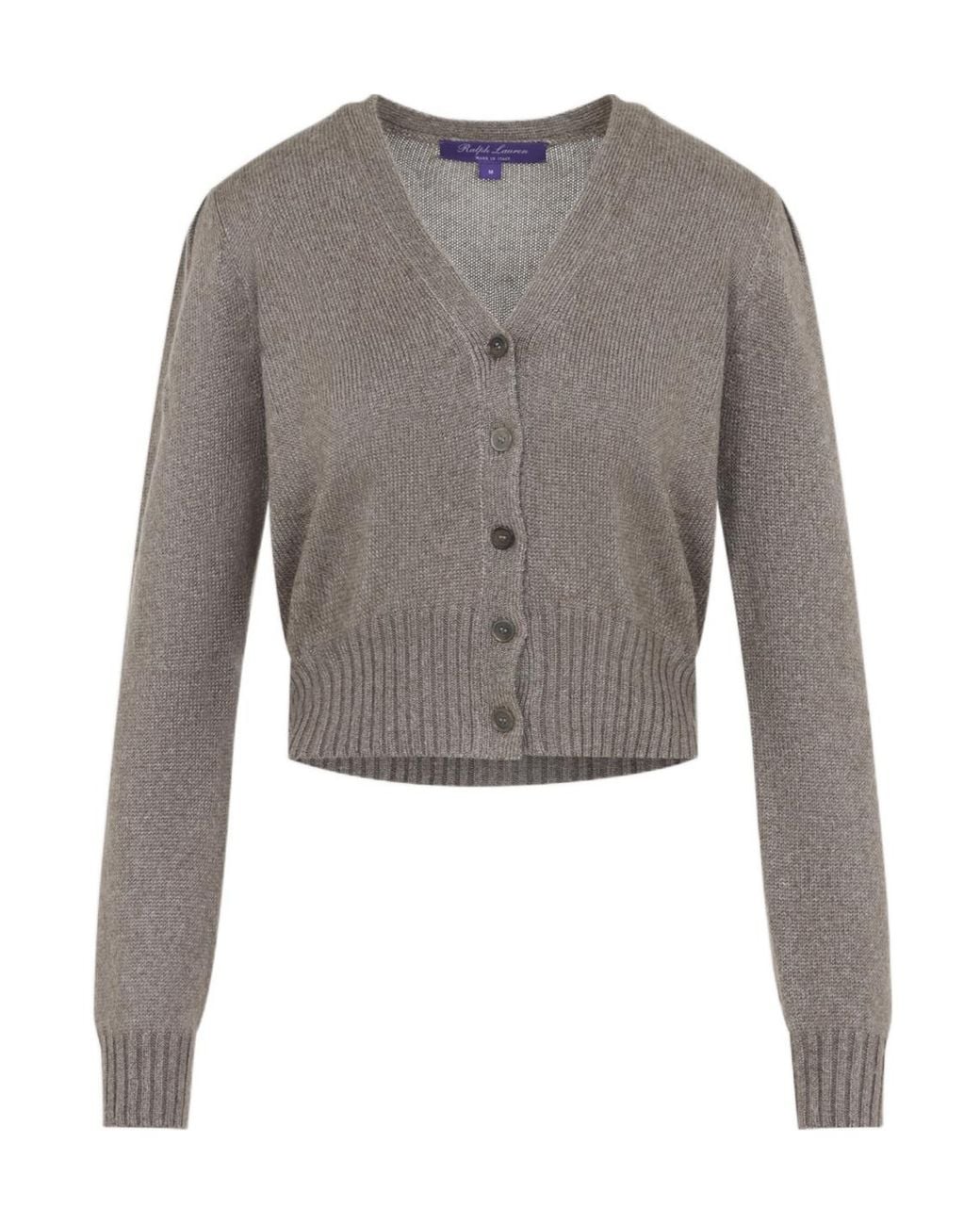 Ralph Lauren Gray Cropped V-Neck Cardigan