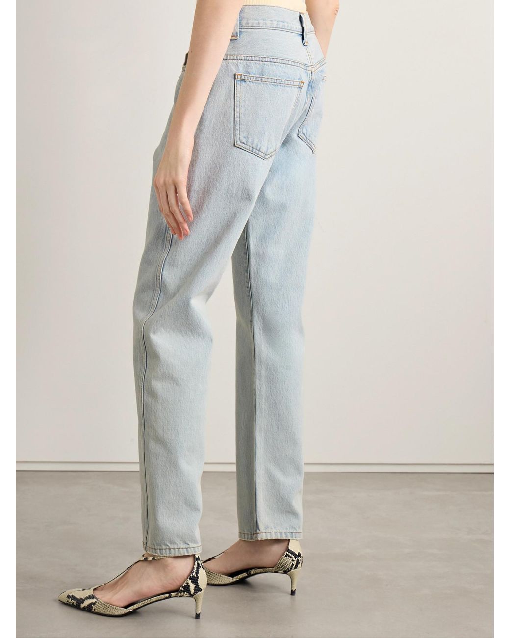 Khaite Blue Mid-Rise Straight-Leg Jeans