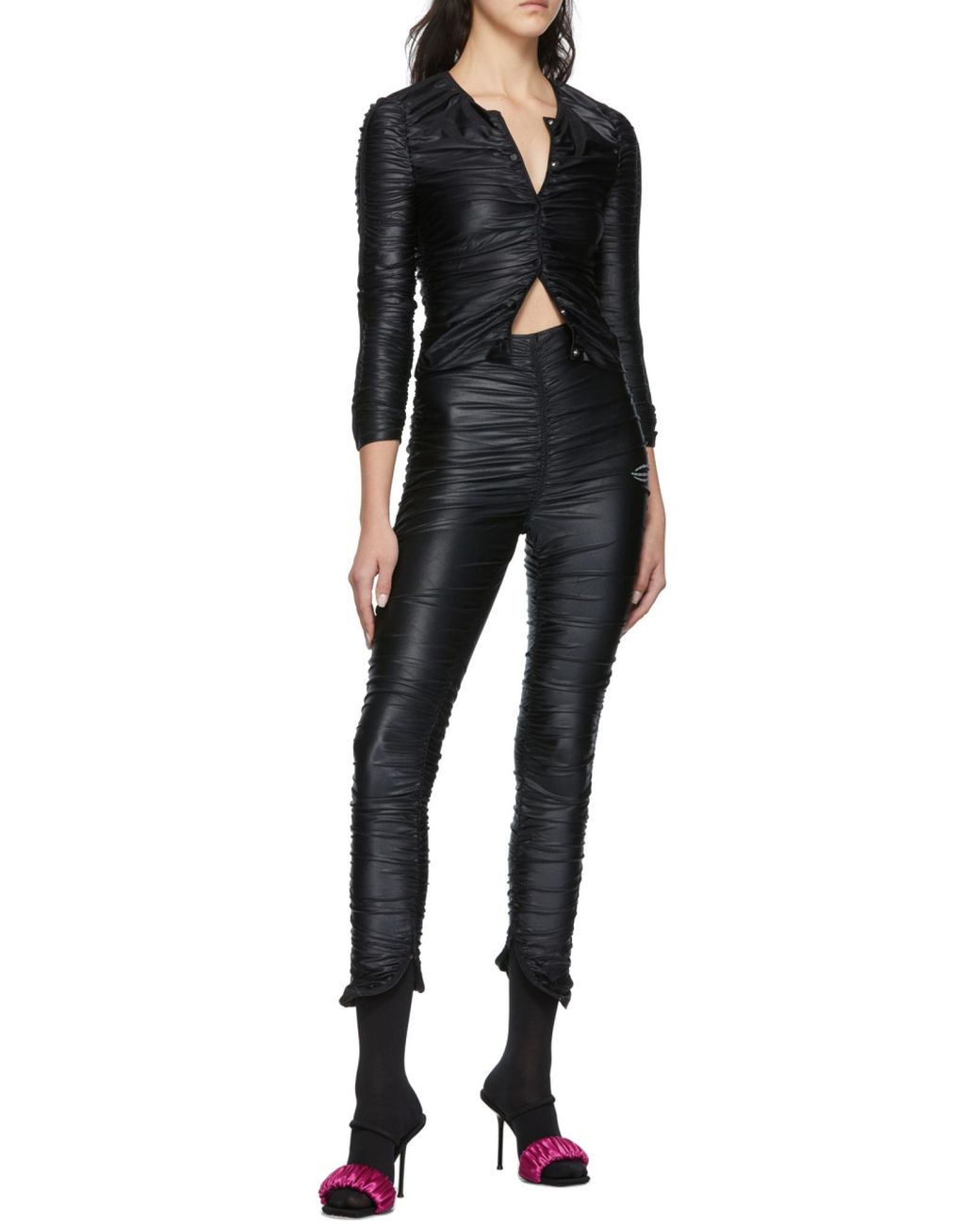 Alexander Wang Black High-Rise Logo Print Leggings