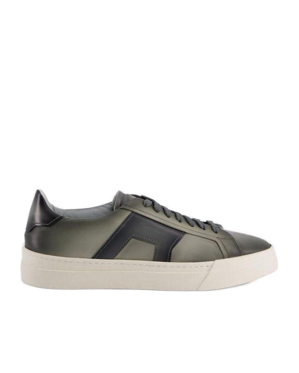 Santoni Brown Logo-Embossed Lace-Up Sneakers for men