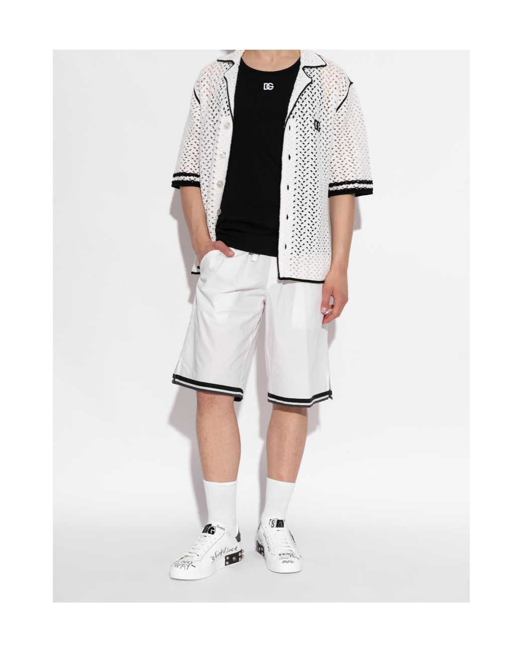 Dolce & Gabbana White Portofino Graffiti Sneakers for men