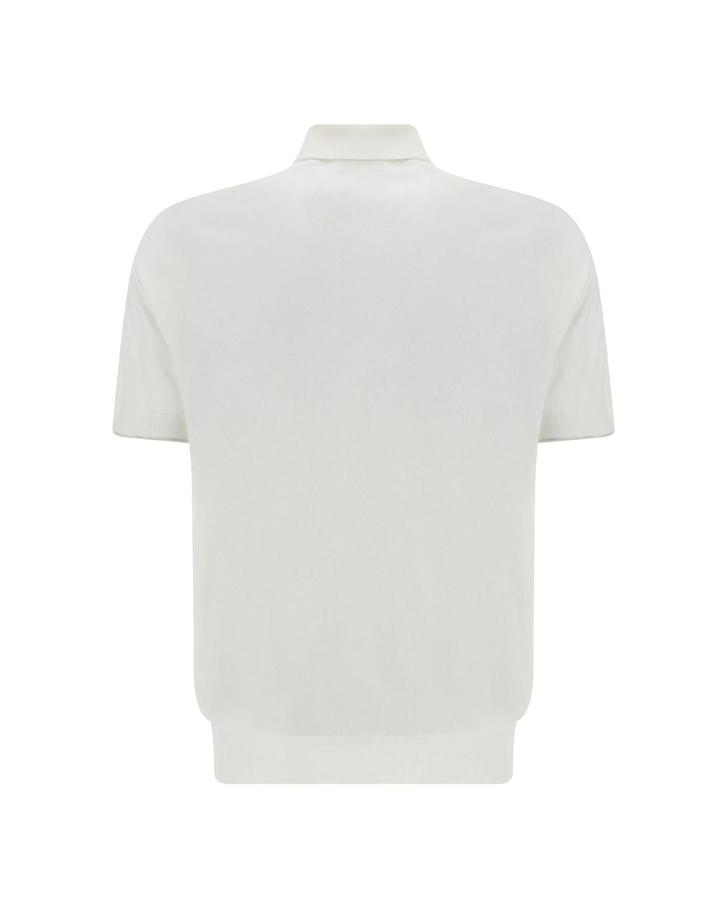 Brunello Cucinelli White Short Sleeved Buttoned Polo Shirt for men